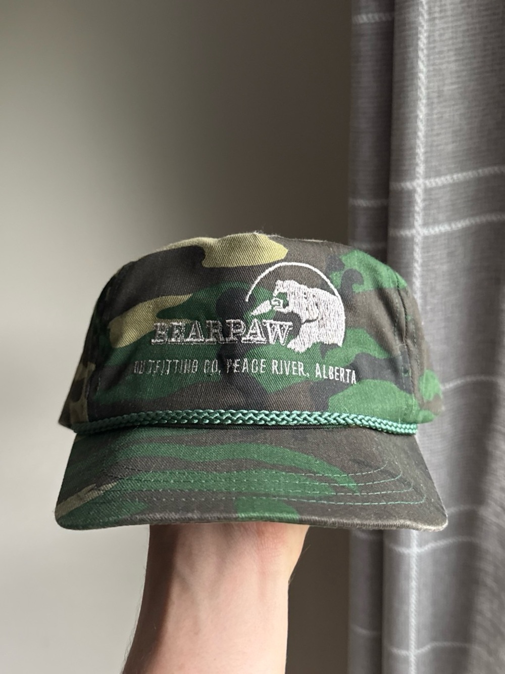 BearPaw Green Camo Rope-Trim Cap